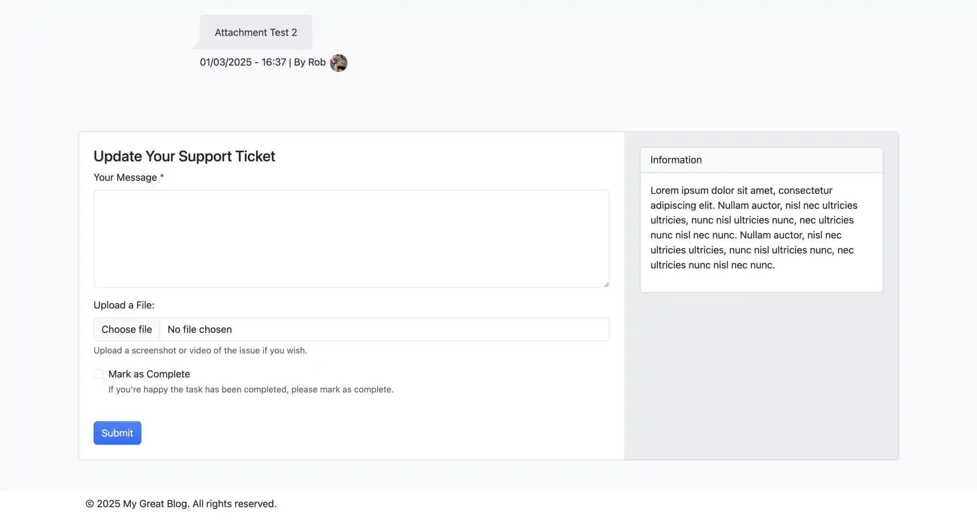 Update Ticket